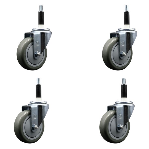 Service Caster 4'' SS Gray Poly Wheel Swivel 7/8'' Expanding Stem Caster Set, 4PK SCC-SSEX20S414-PPUB-78-4 - main